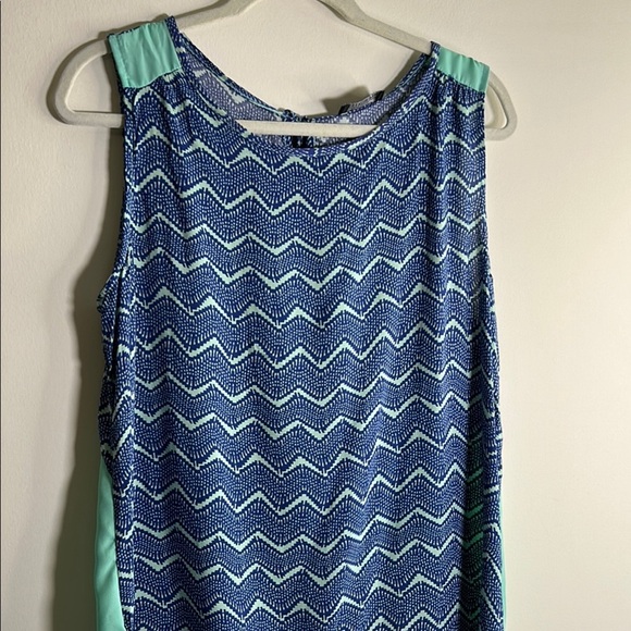Paper Moon Blue and Green Chevron Holburn Keyhole Sleeveless Top Size XL - Picture 1 of 6